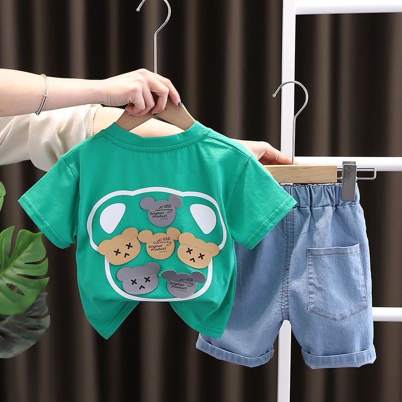 Toddler Boys Cotton Tee & Denim Shorts Set