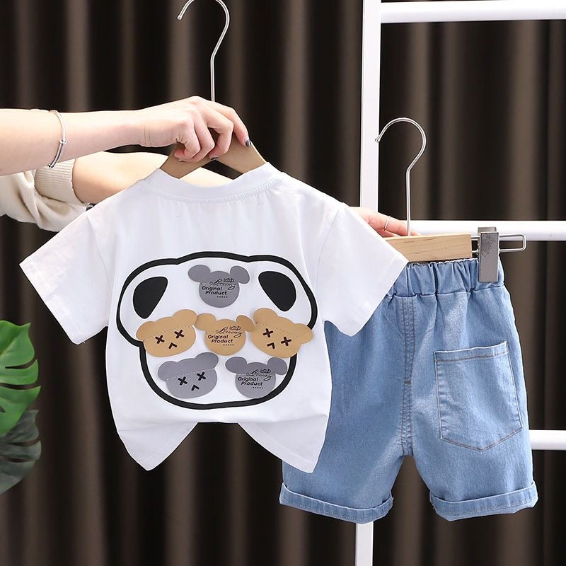 Toddler Boys Cotton Tee & Denim Shorts Set