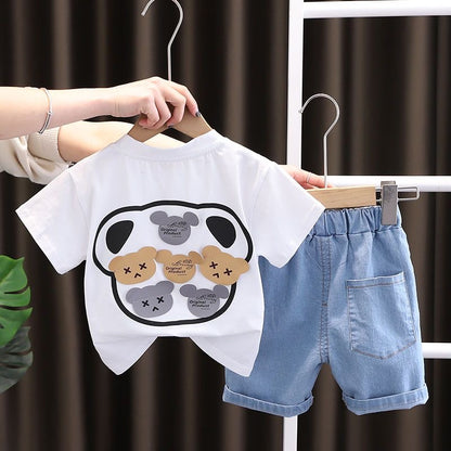 Toddler Boys Cotton Tee & Denim Shorts Set