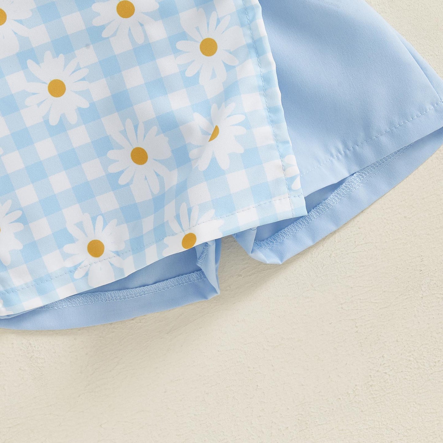 Toddler Girls Ribbed Polo Top & Daisy Gingham Overlay Shorts Set