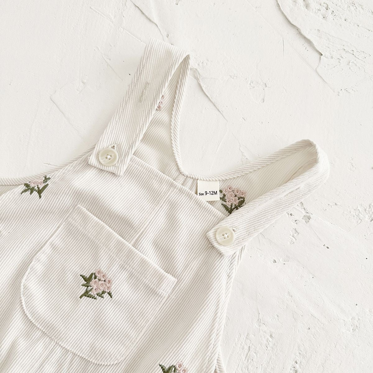 Baby Girls Floral Corduroy Overalls