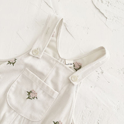 Baby Girls Floral Corduroy Overalls