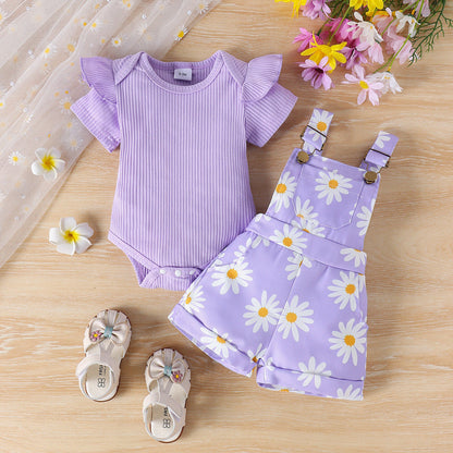 Baby Daisy Suspender Shorts Set