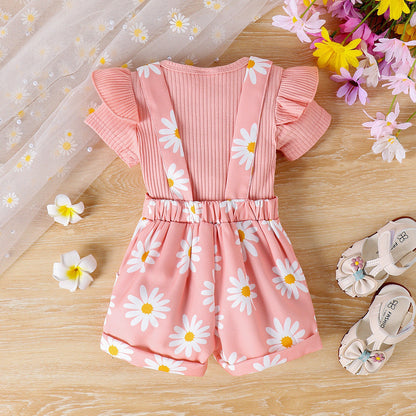 Baby Daisy Suspender Shorts Set
