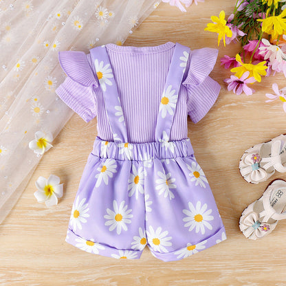 Baby Daisy Suspender Shorts Set