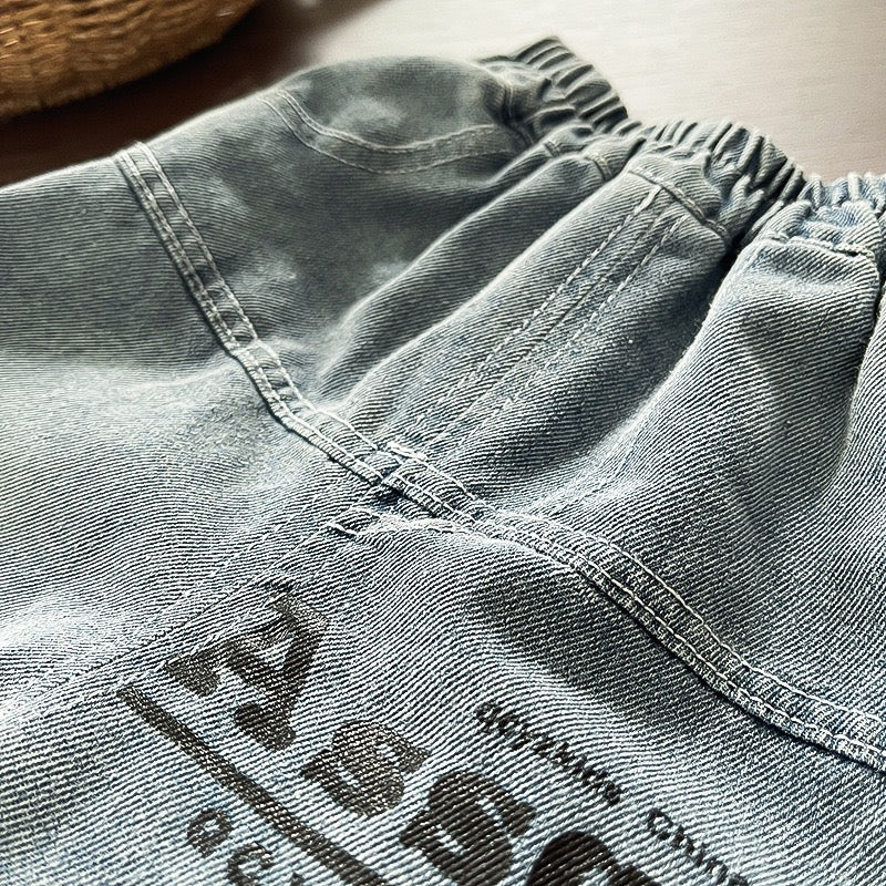 Kids denim jogger set with Hudson Denim Set for vacation days