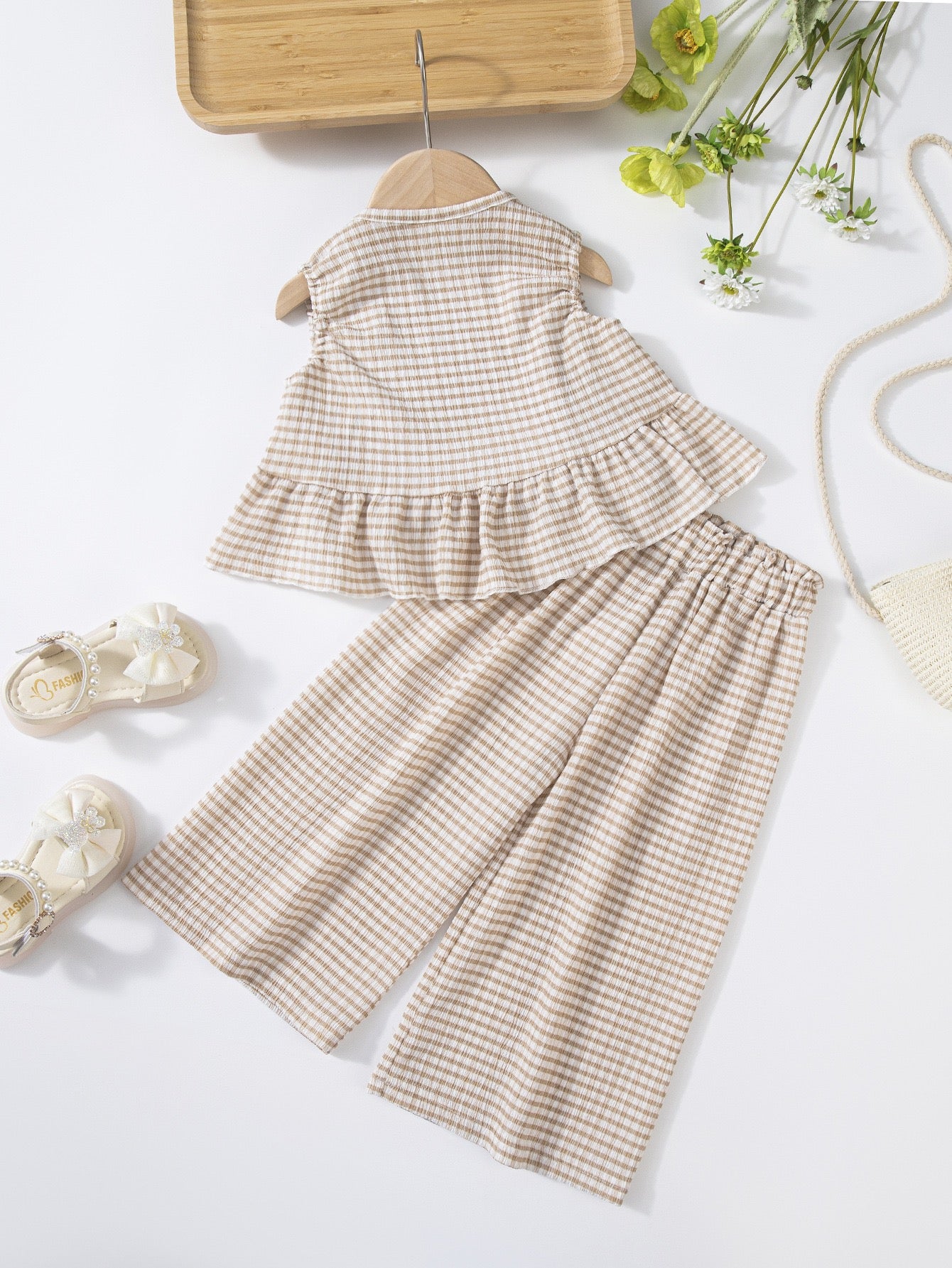 Willow Gingham Set girls two-piece outfit for casual celebrations and vacation days