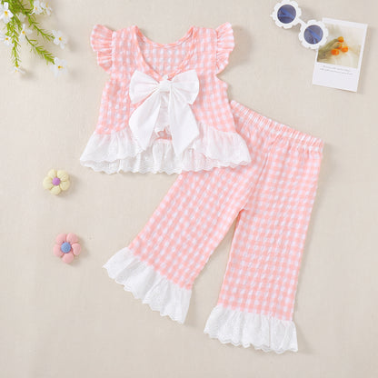 Girls party outfit featuring Lottie Gingham Set for casual celebrations