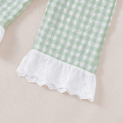 Toddler outfit featuring Lottie Gingham Set for vacation days