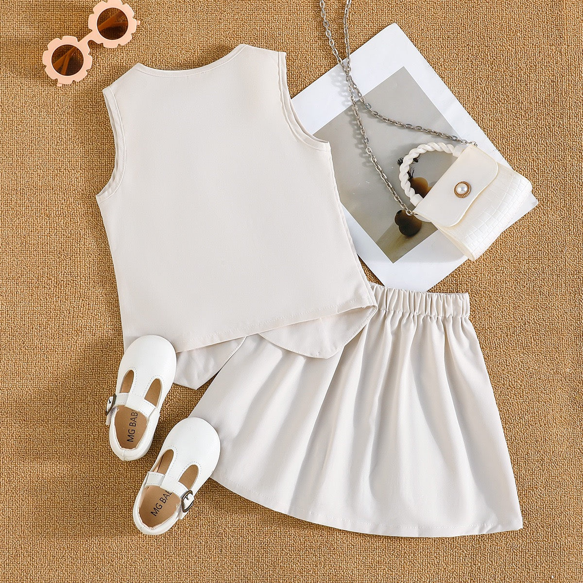 Girls summer outfit featuring Ivy Pleated Set for playdates