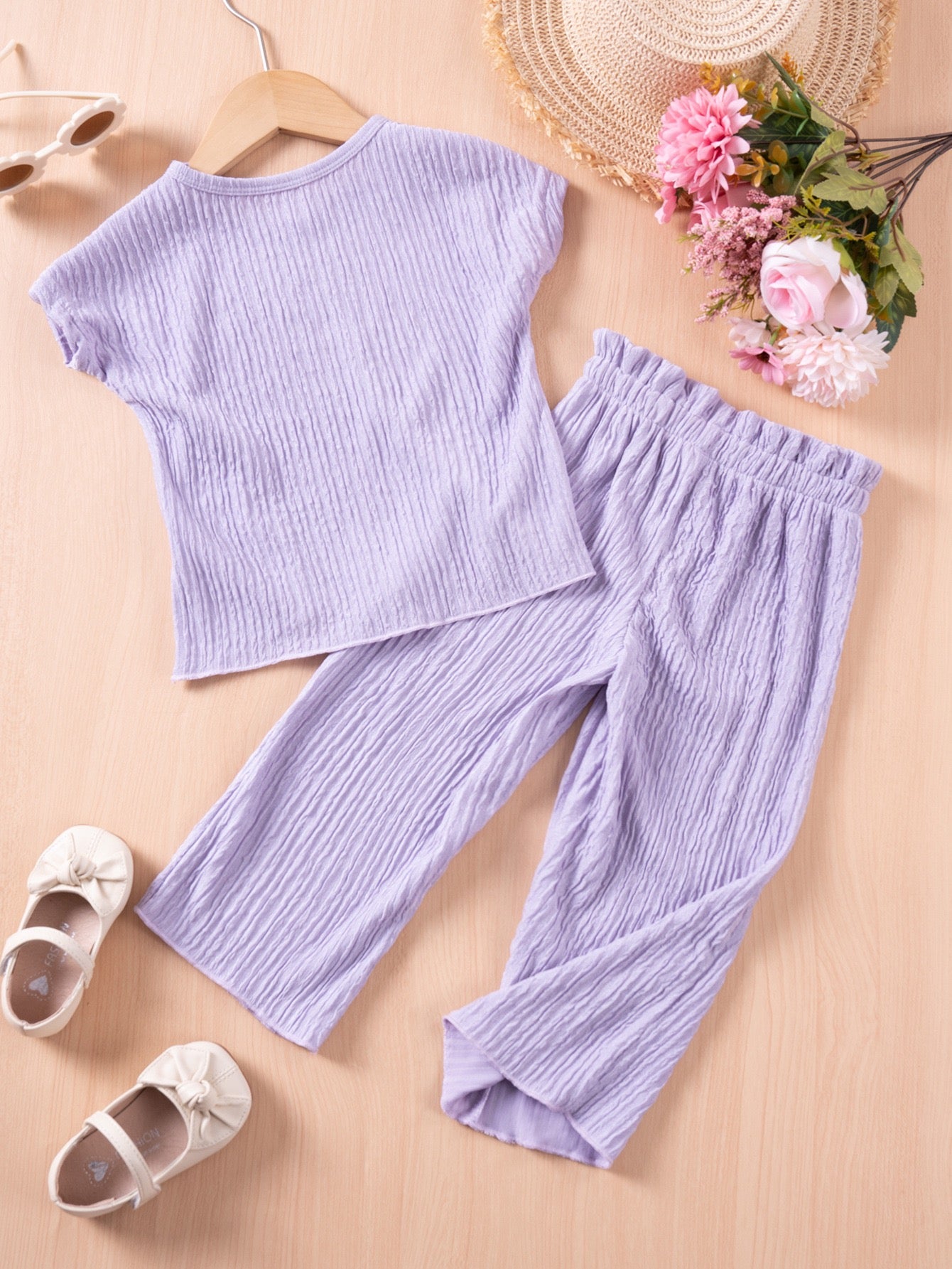 Girls party outfit featuring Mila Ribbed Set for casual celebrations