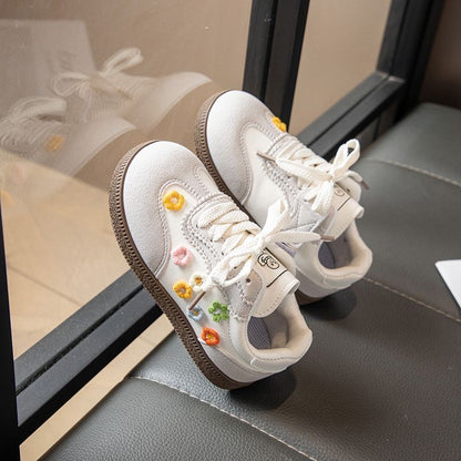 Toddler Girls Floral Leather Casual Sneakers