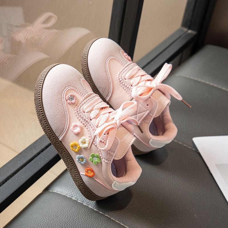 Toddler Girls Floral Leather Casual Sneakers