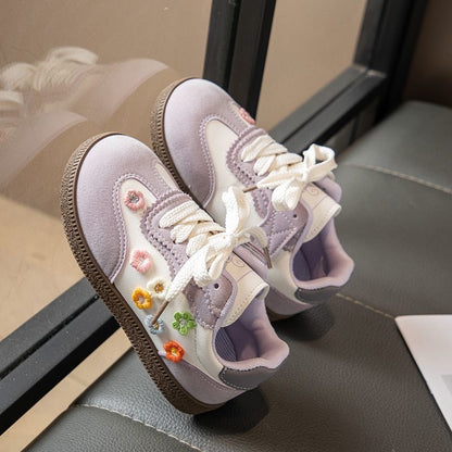 Toddler Girls Floral Leather Casual Sneakers