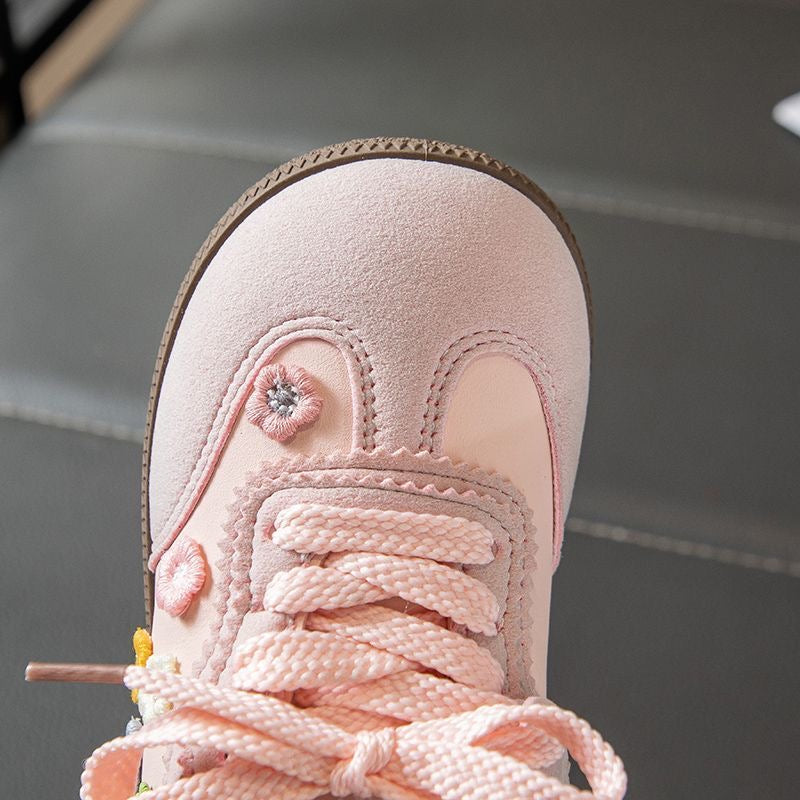 Toddler Girls Floral Leather Casual Sneakers