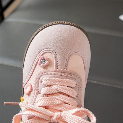 Toddler Girls Floral Leather Casual Sneakers