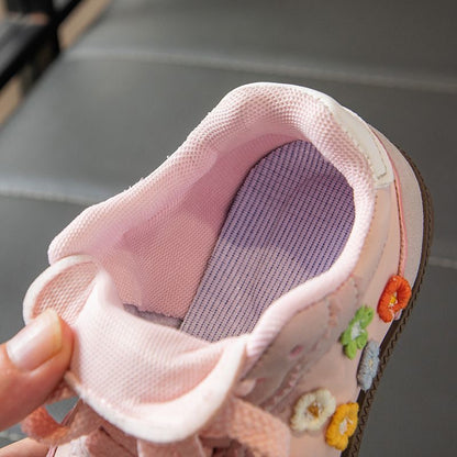 Toddler Girls Floral Leather Casual Sneakers