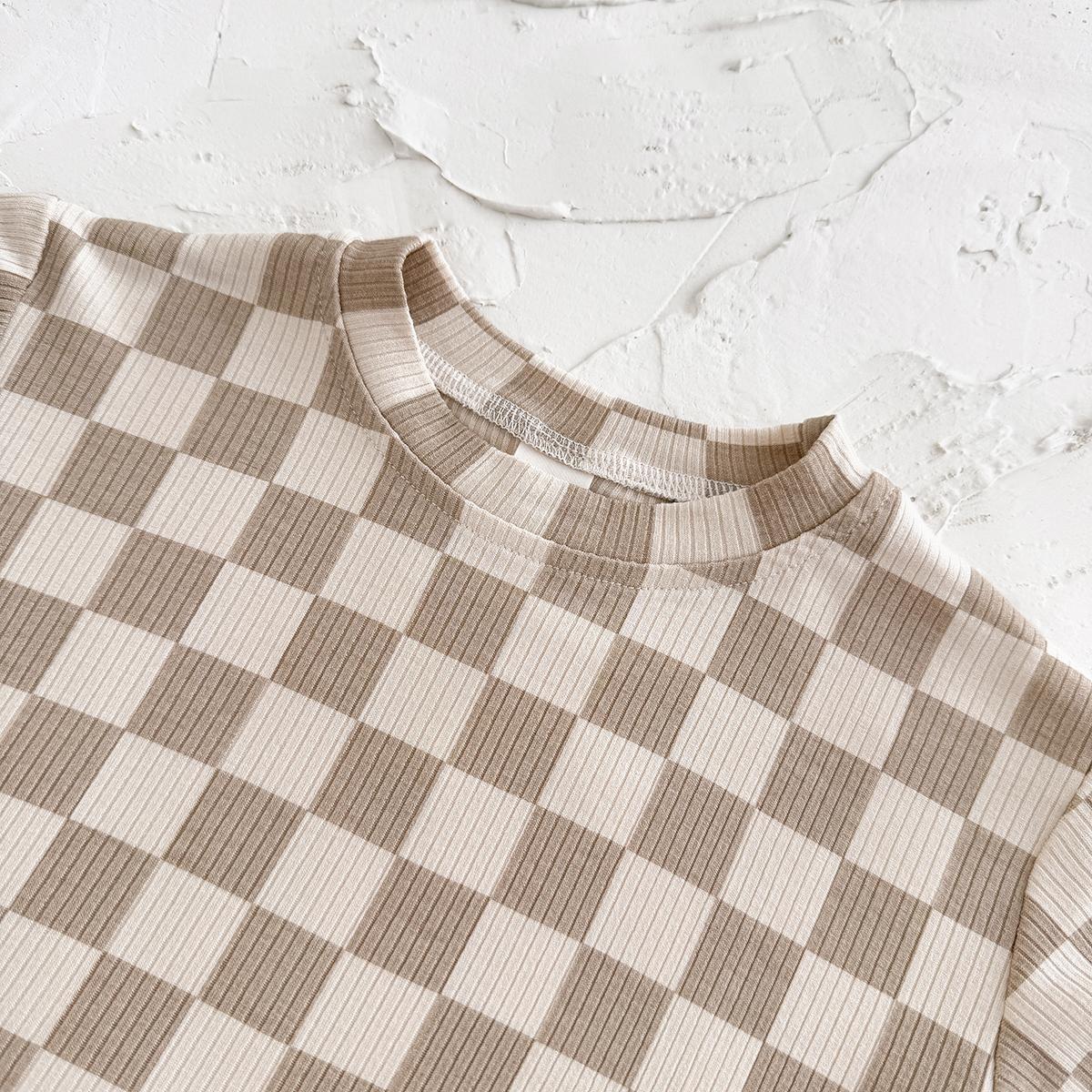 Baby Toddler Ribbed Gingham Tee & Shorts Set