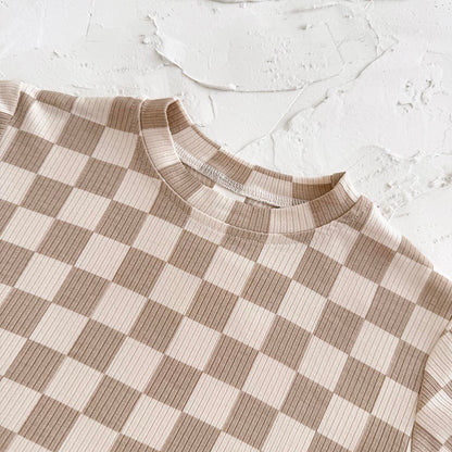 Baby Toddler Ribbed Gingham Tee & Shorts Set