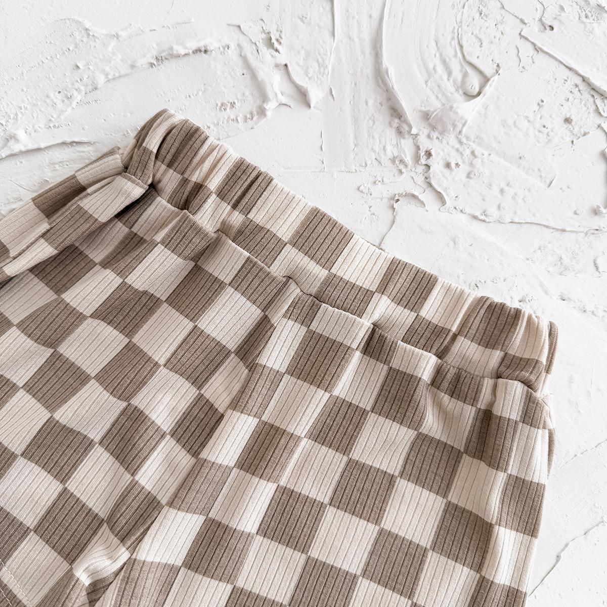 Baby Toddler Ribbed Gingham Tee & Shorts Set