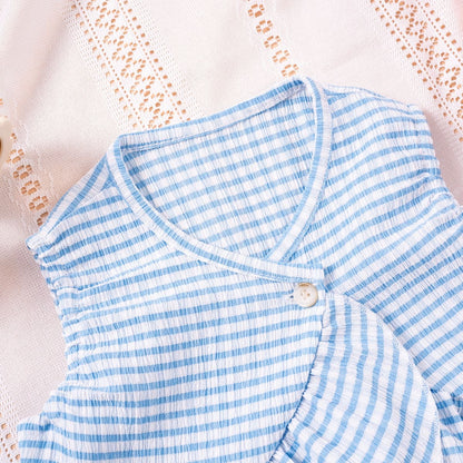 Girls Ruffle Stripe Top & Wide-Leg Pants Set