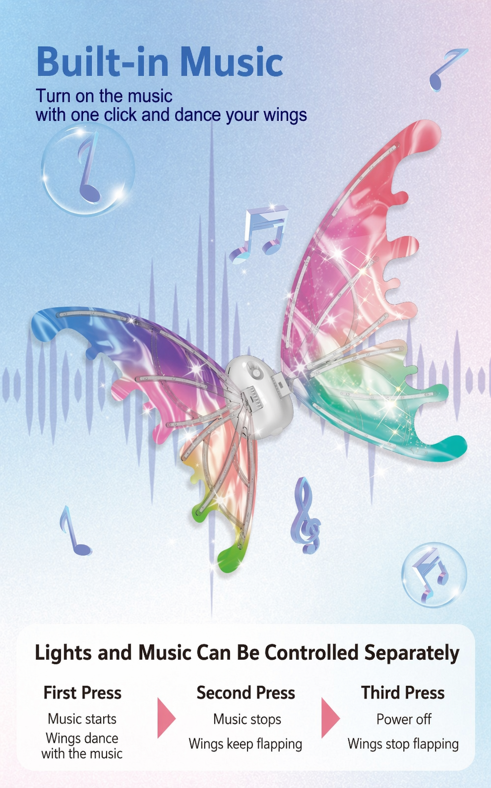 Rechargeable Butterfly Fairy Wings for Kids