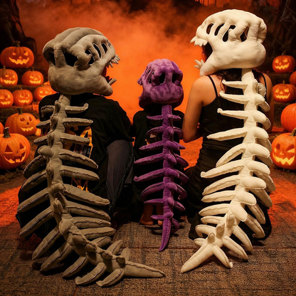 Plush Dino Skeleton Costume Hood