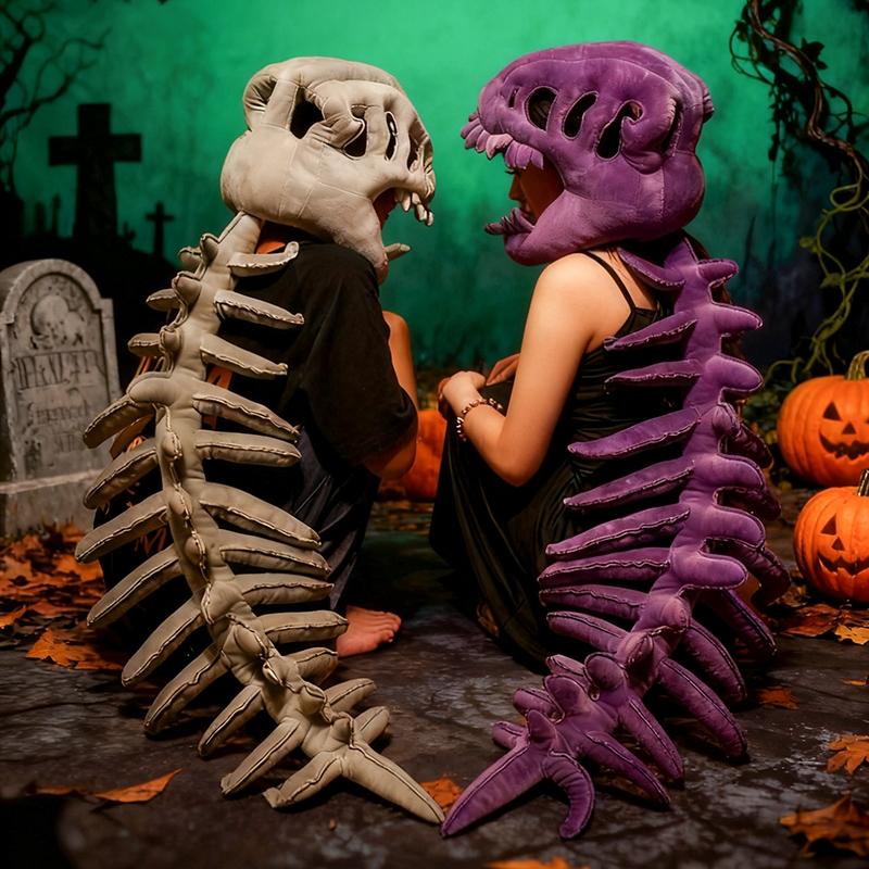 Plush Dino Skeleton Costume Hood