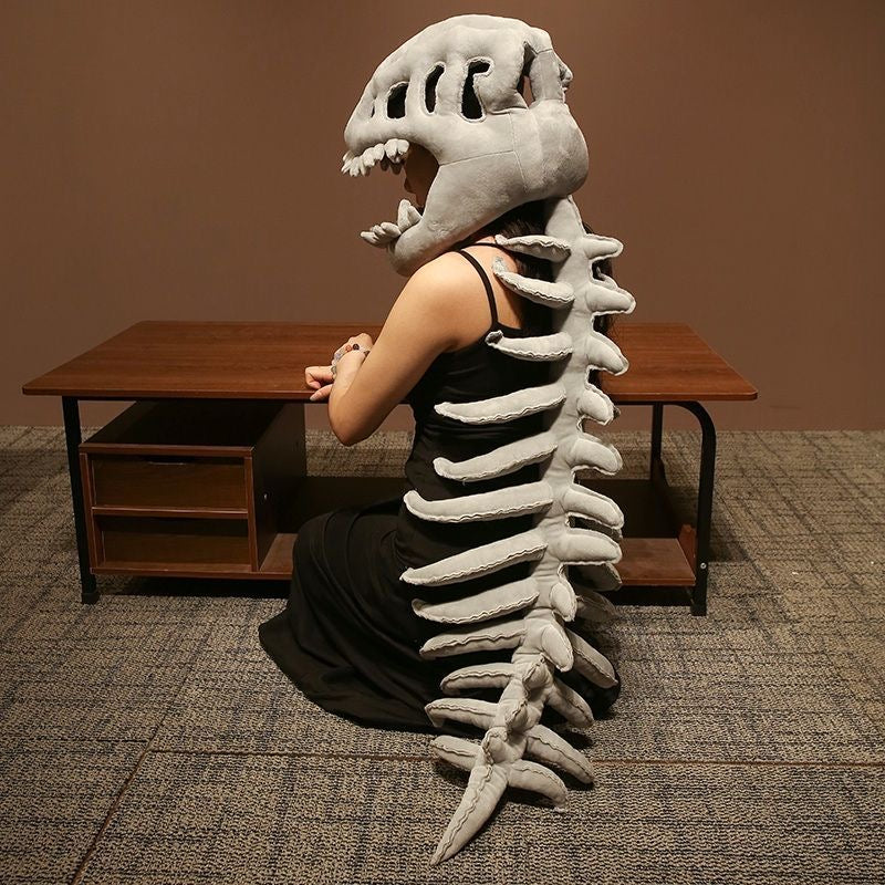 Plush Dino Skeleton Costume Hood