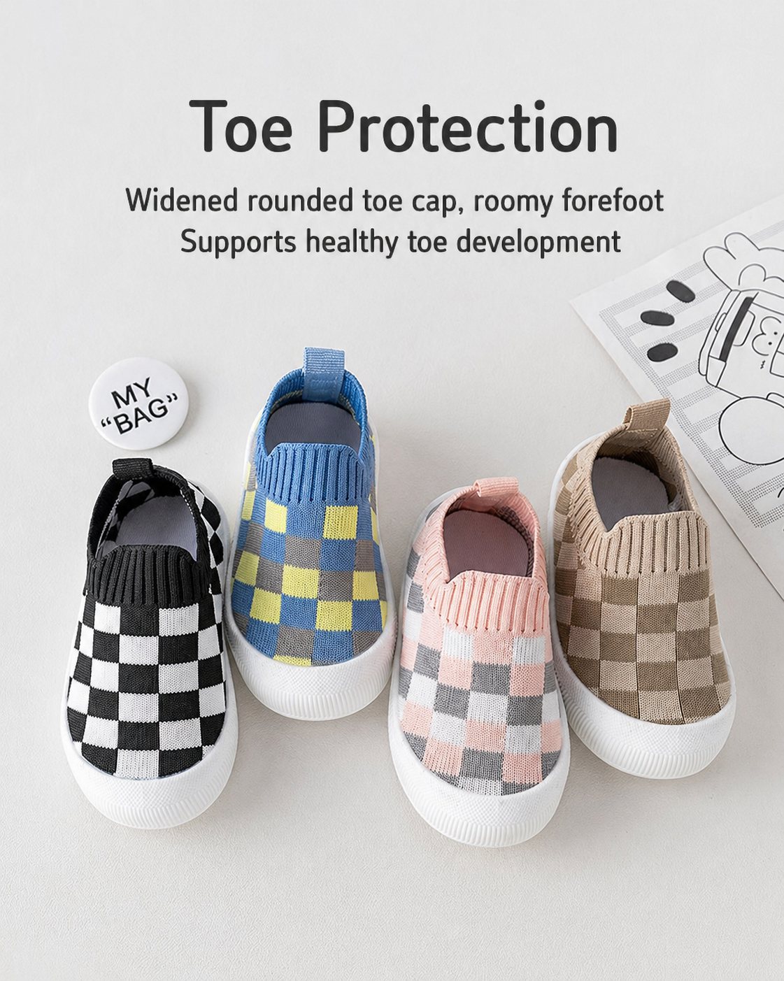 Toddler Checkerboard Knit Slip-On Sneakers