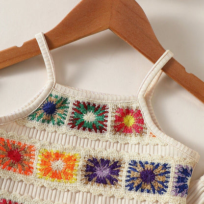 Girls Boho Crochet Tank & Ribbed Pants Set