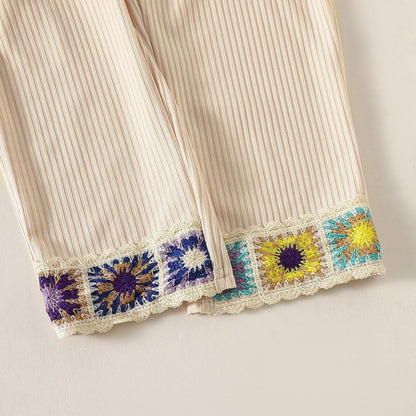 Girls Boho Crochet Tank & Ribbed Pants Set