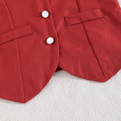 Girls Chic Vest & Pleated Skirt Set