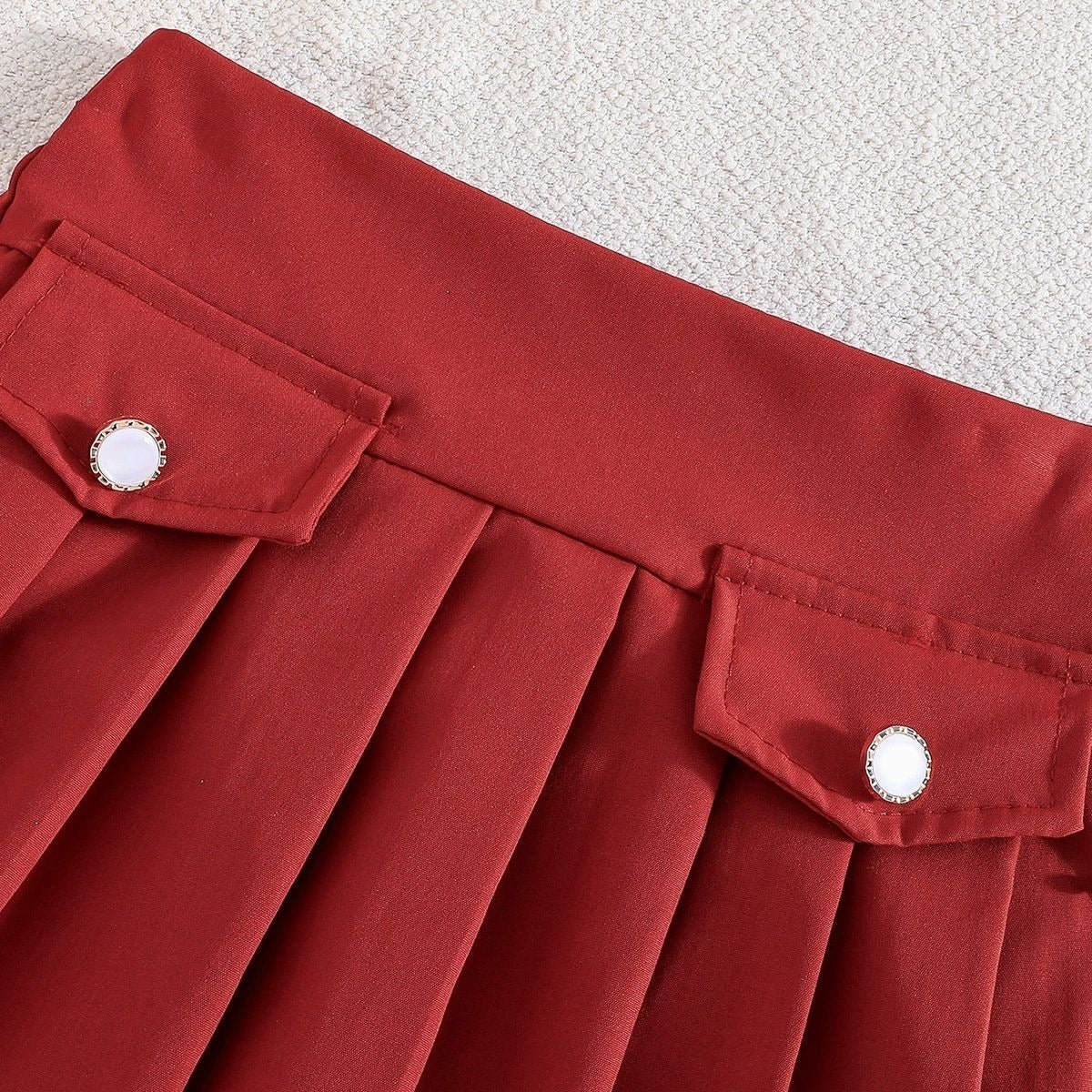 Girls Chic Vest & Pleated Skirt Set