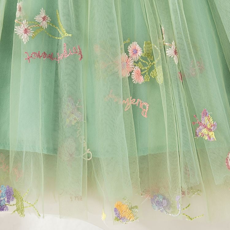 Girls Butterfly Bloom Embroidered Tulle Dress