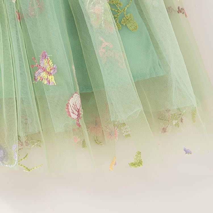 Girls Butterfly Bloom Embroidered Tulle Dress