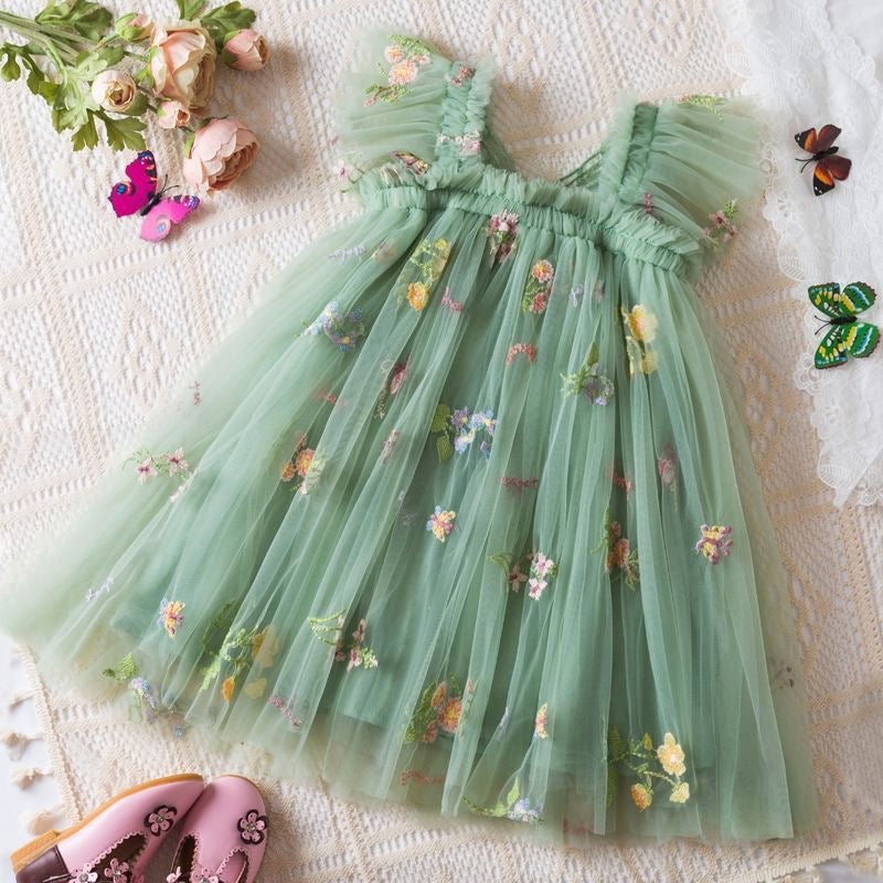 Flutter Meadow Tulle Dress girls floral tulle dress for birthday parties