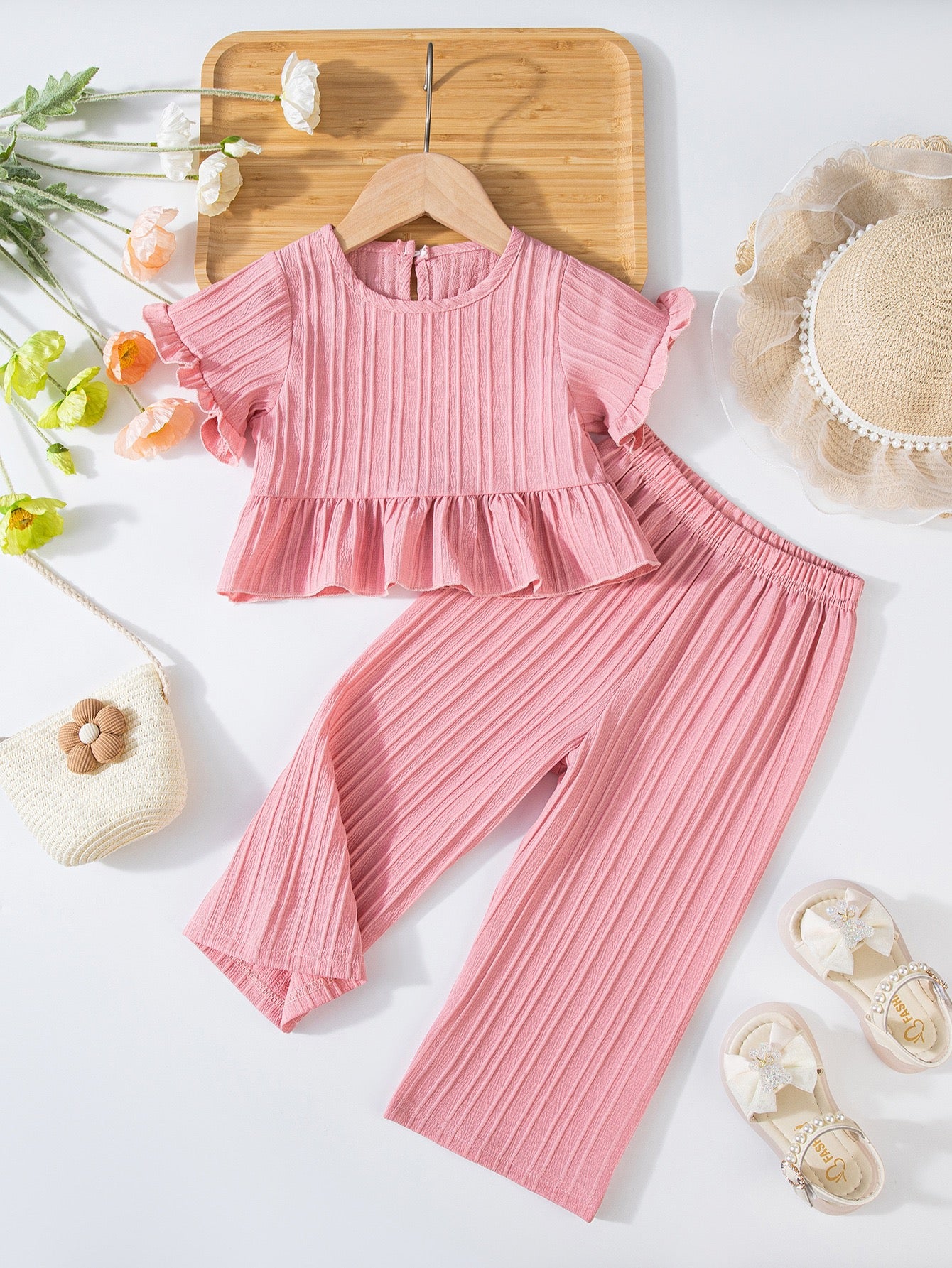 Girls party outfit featuring Meadow Ruffle Set for casual celebrations