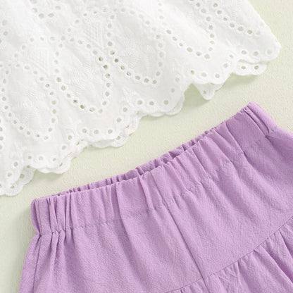 Girls summer outfit with Sunday Eyelet Set for vacation days