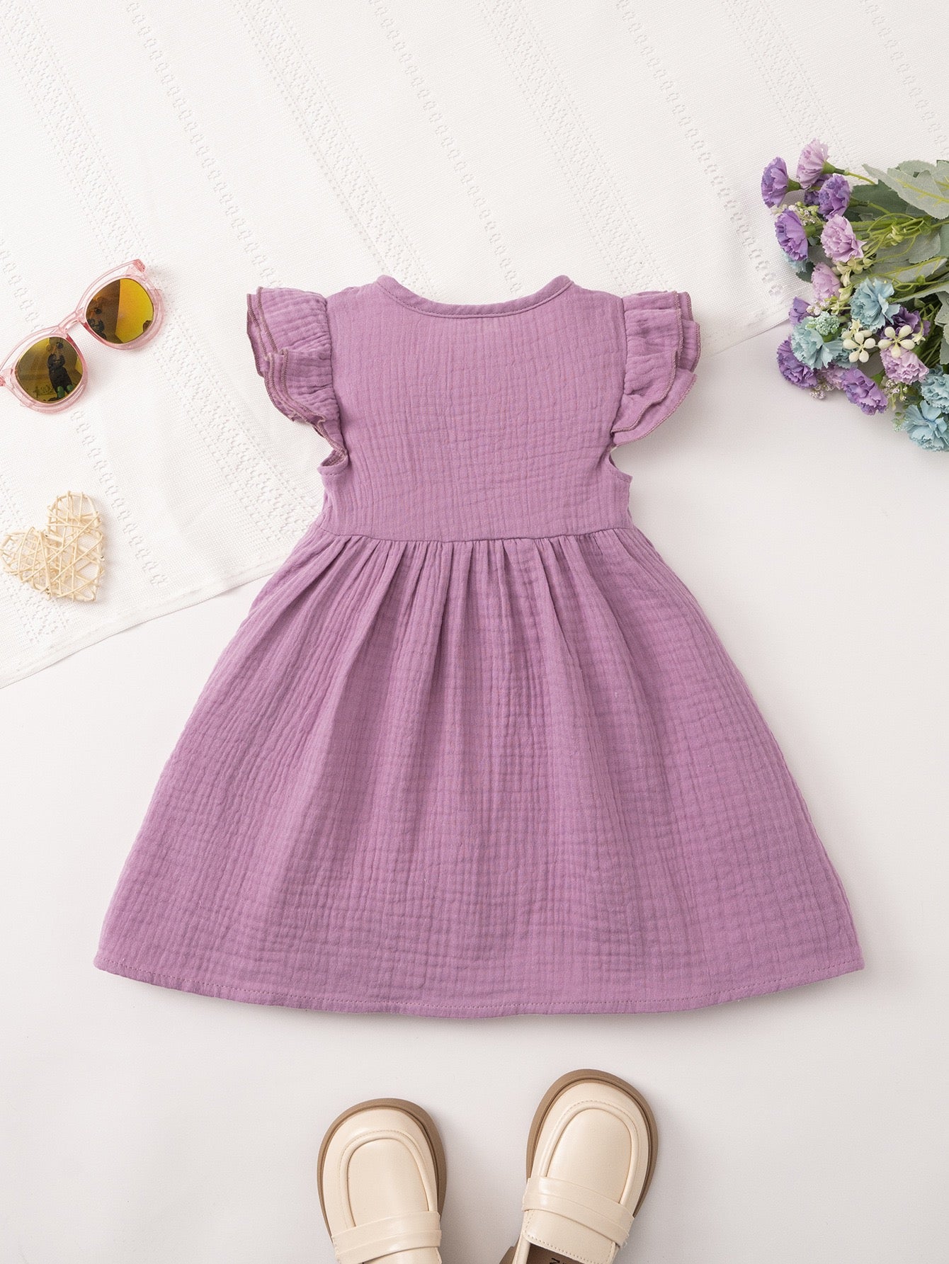 Meadow Button Dress girls cotton dress ideal for family photos