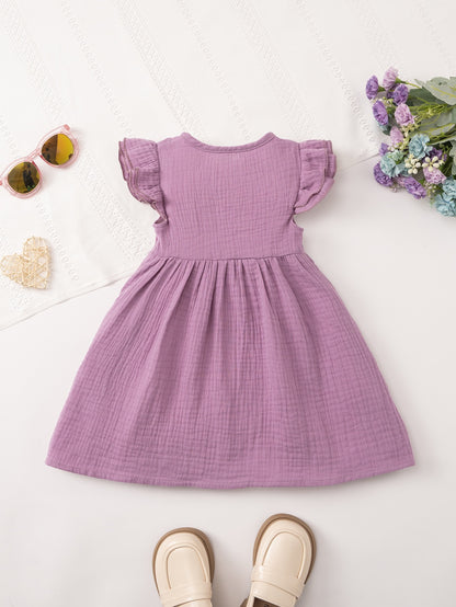 Meadow Button Dress girls cotton dress ideal for family photos