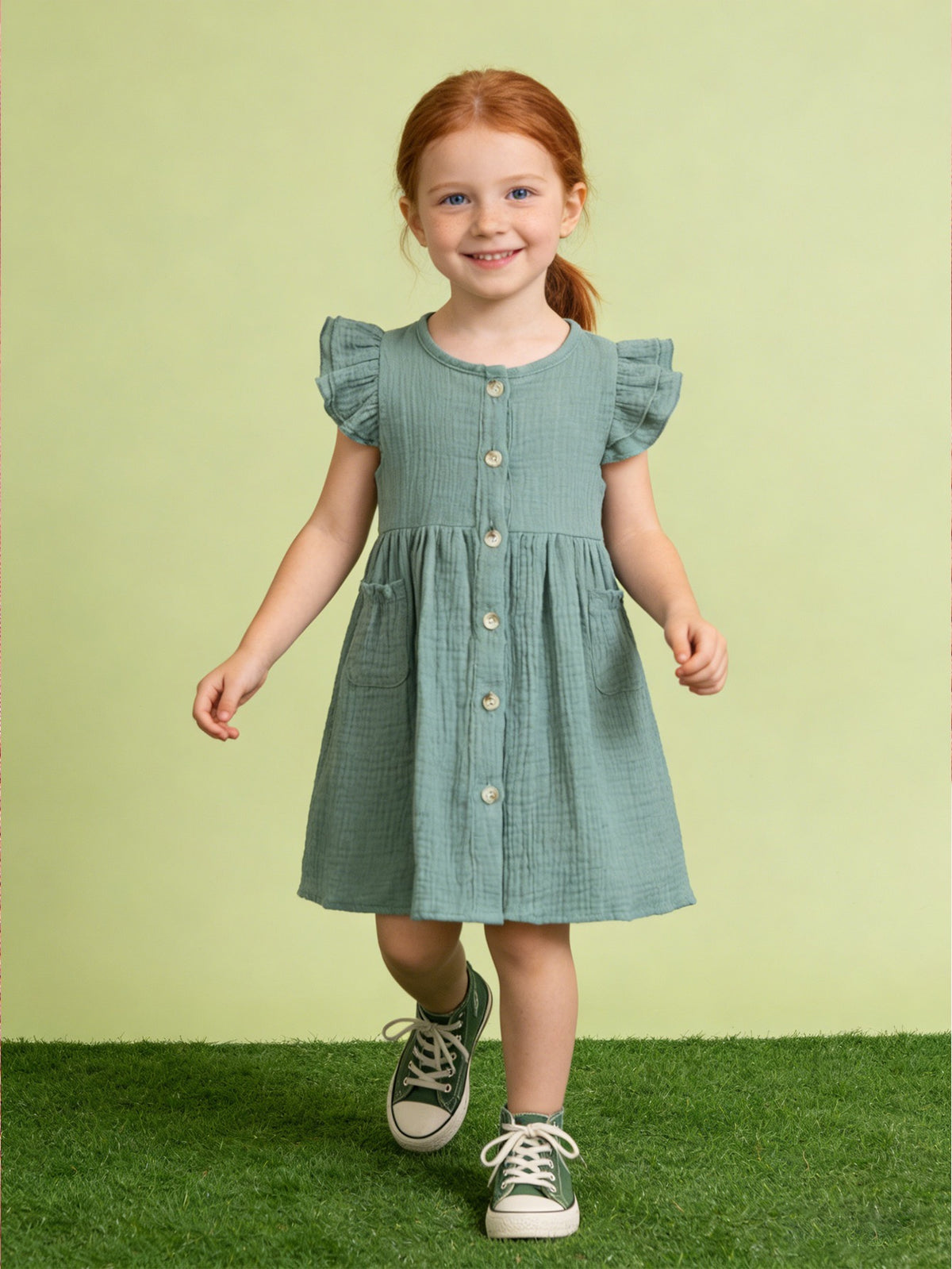 Meadow Button Dress girls birthday dress for holiday celebrations