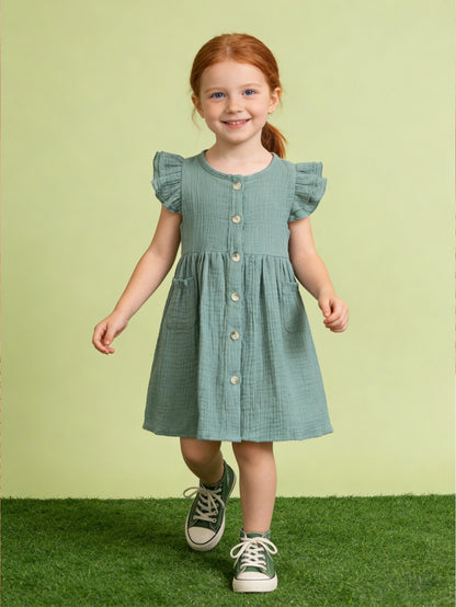 Meadow Button Dress girls birthday dress for holiday celebrations