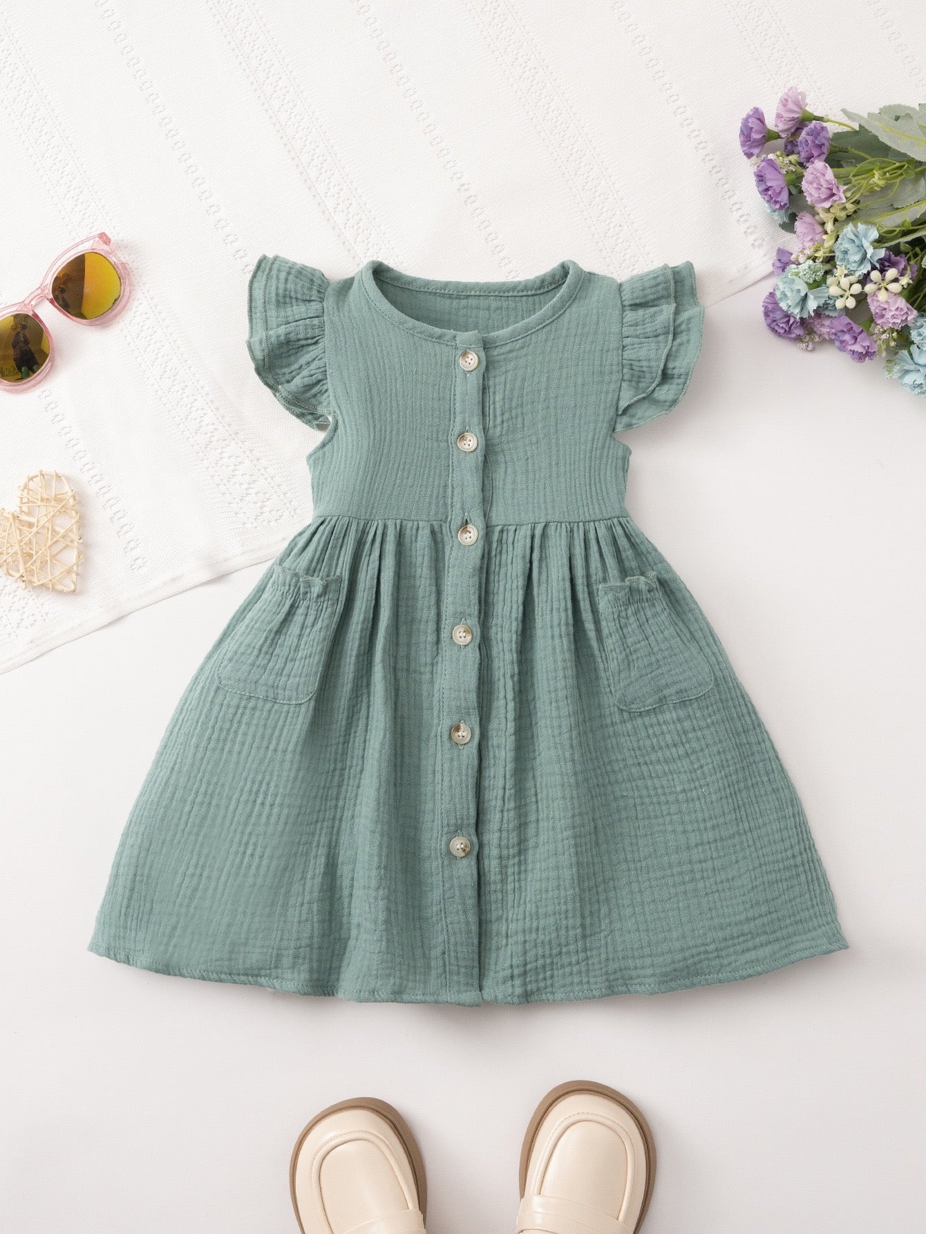Meadow Button Dress girls birthday dress for special occasions and seasonal celebrations