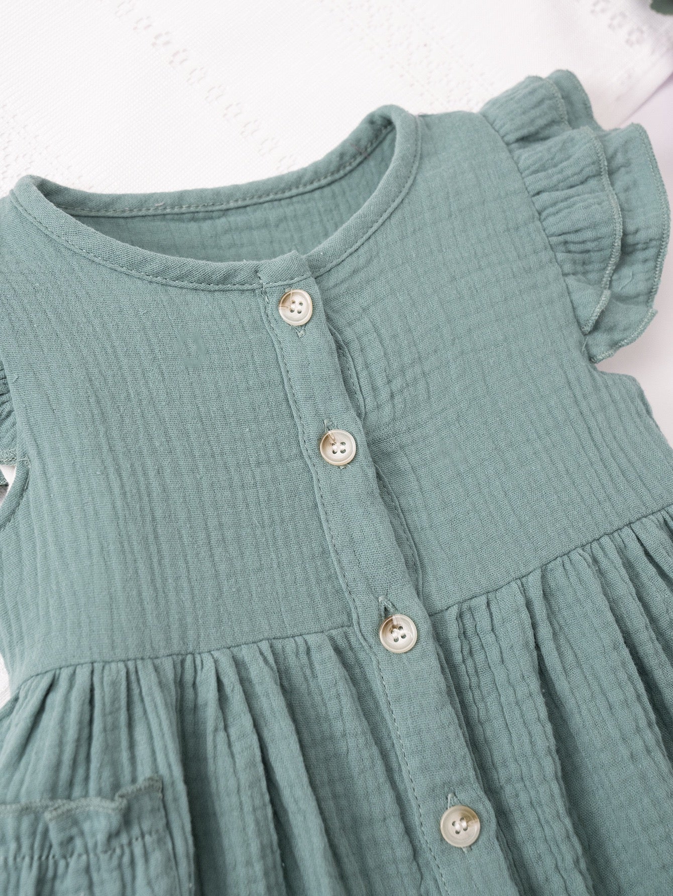 Girls cotton dress with Meadow Button Dress for weddings and events