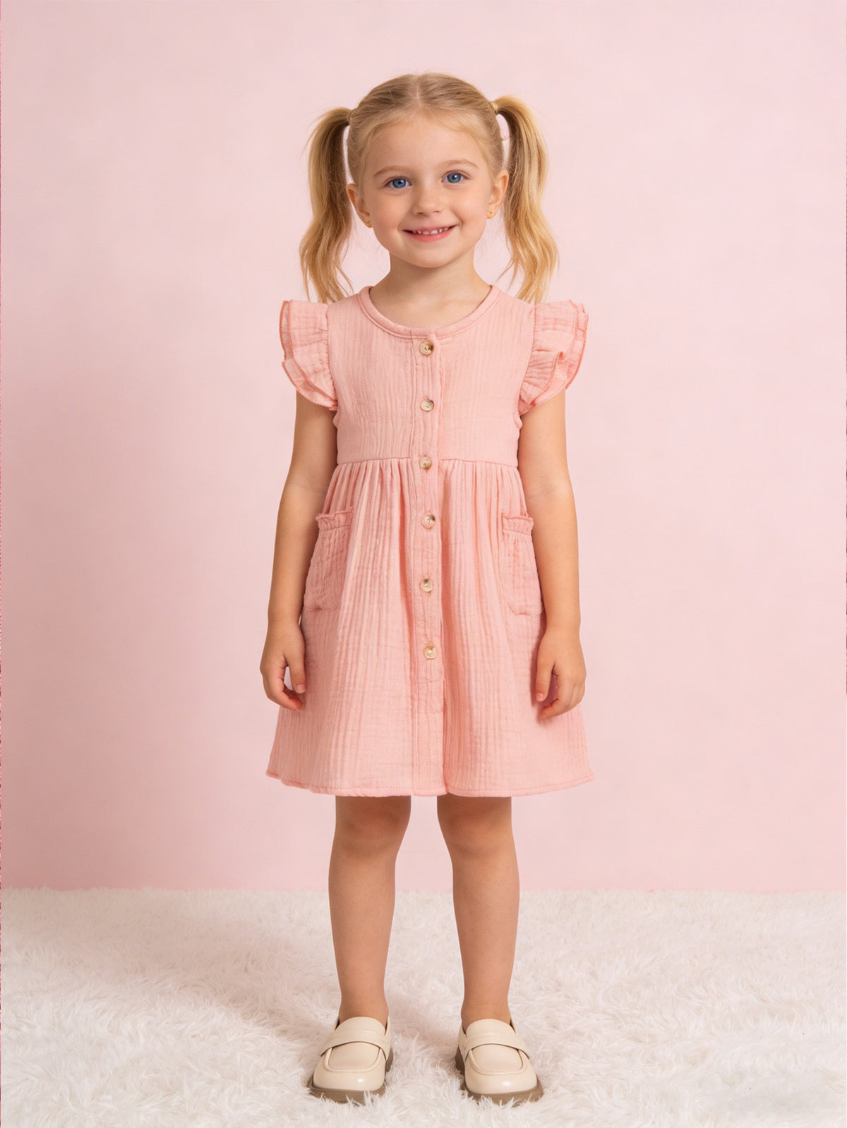 Meadow Button Dress girls party dress for seasonal celebrations