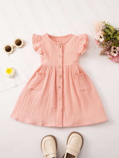 Girls birthday dress with Meadow Button Dress for birthday portraits