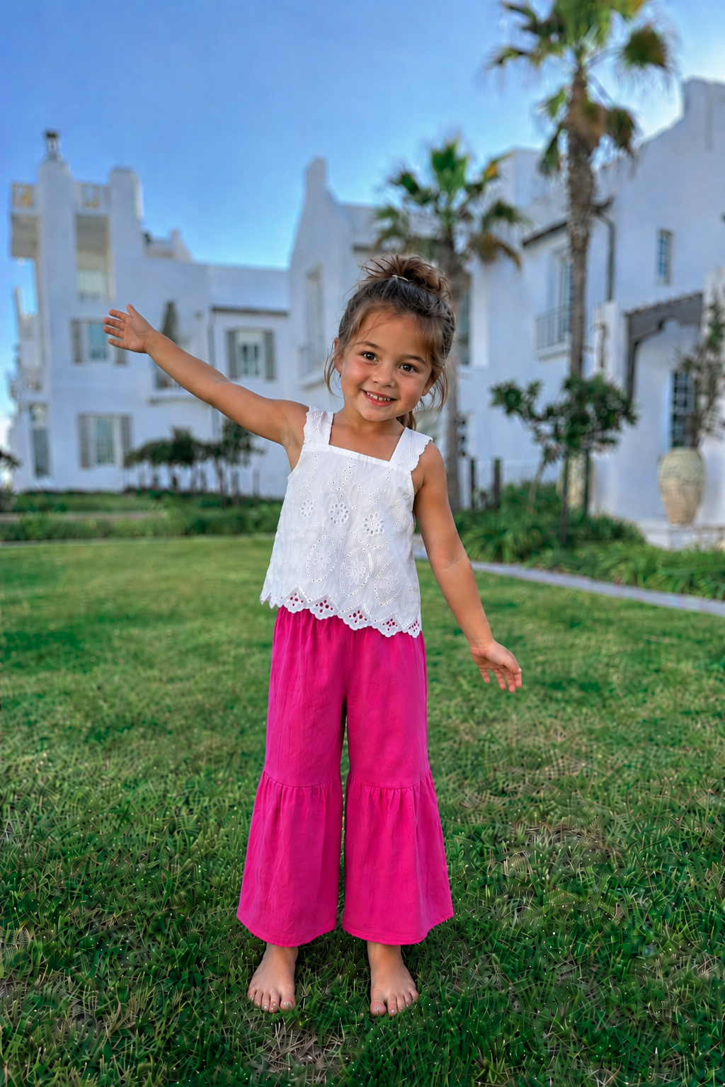 Girls party outfit with Sunday Eyelet Set for summer outings