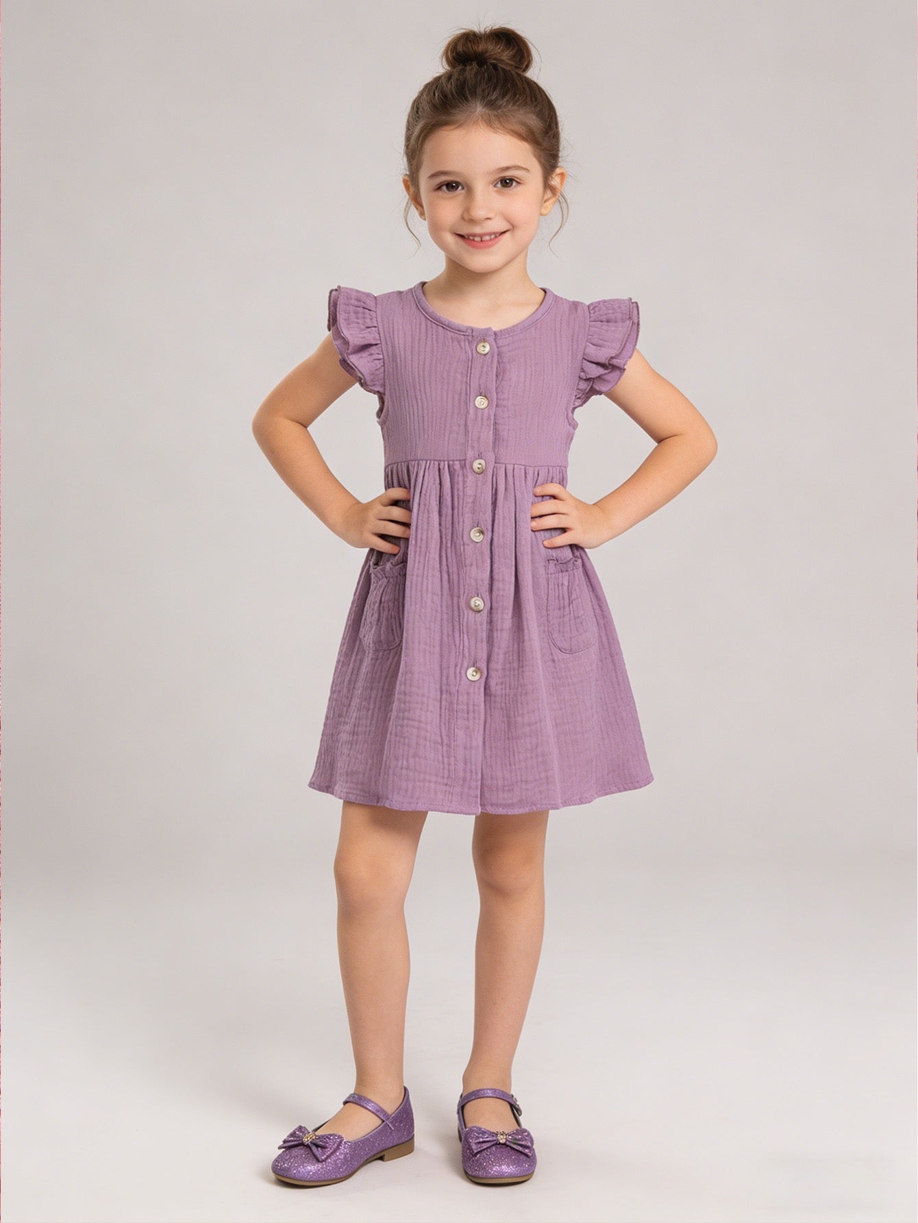 Meadow Button Dress girls cotton dress for birthday parties