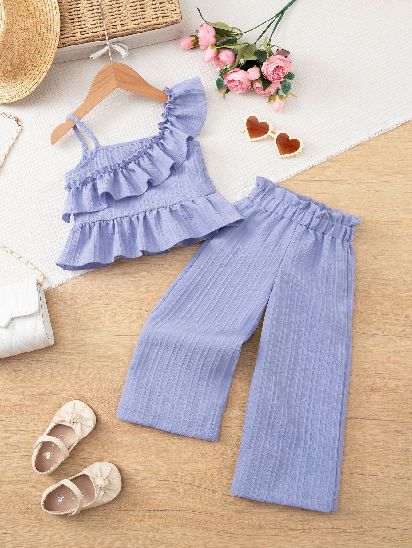 Girls party outfit featuring Luna Ruffle Set for casual celebrations